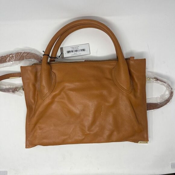Foley + Corinna Women's Double Handle Two Compartment Whiskey Leather Satchel NW - Picture 2 of 6